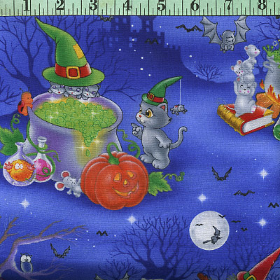 Halloween Witch Kitties, Green and Blue Halloween Witch Kitties, Green and Blue