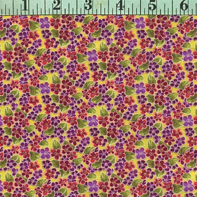 Flowers Clusters, Red, Purple, Green on Yellow Flowers Clusters, Red, Purple, Green on Yellow