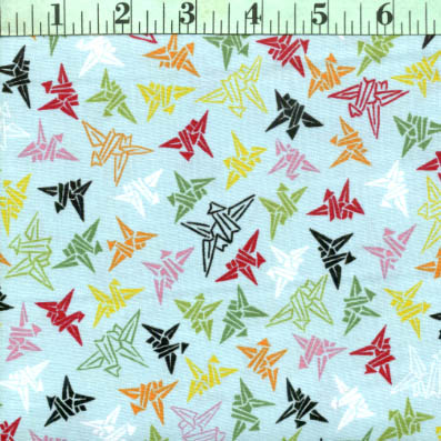 Birds, Origami (Multi) on Light Blue Birds, Origami (Multi) on Light Blue