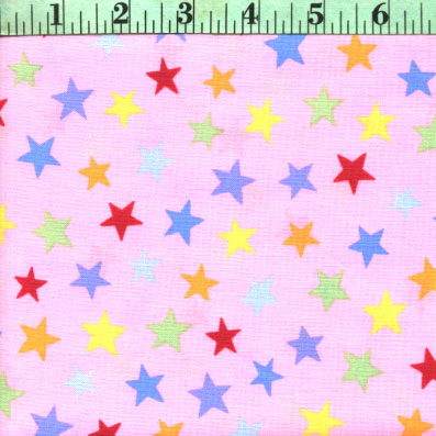 Stars, Multi on Light Pink Stars, Multi on Light Pink