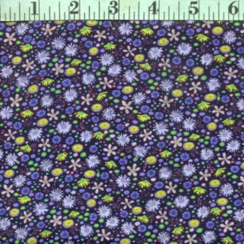 Flowers, Small Purples & Yellow on Black Flowers, Small Purples & Yellow on Black